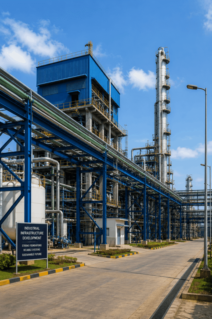 Industrial infrastructure under clear skies